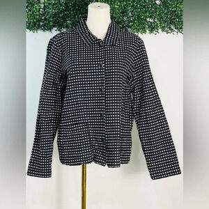 Christopher & Banks Black White Checkered Button Up Blazer Cotton Size Large